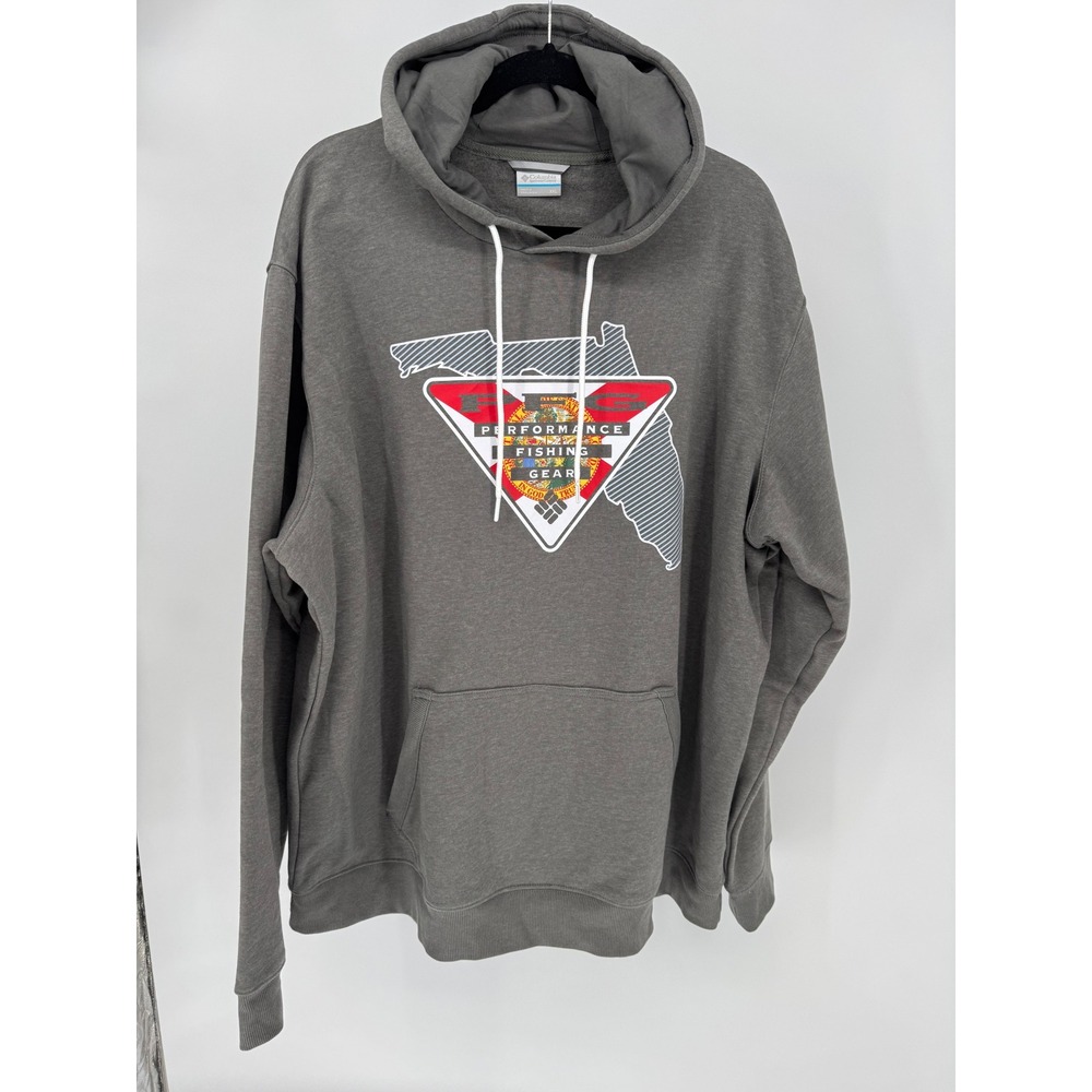 Columbia Sportswear Performance Fishing‎ Gear Hoodie Gray Florida Graphic XXL